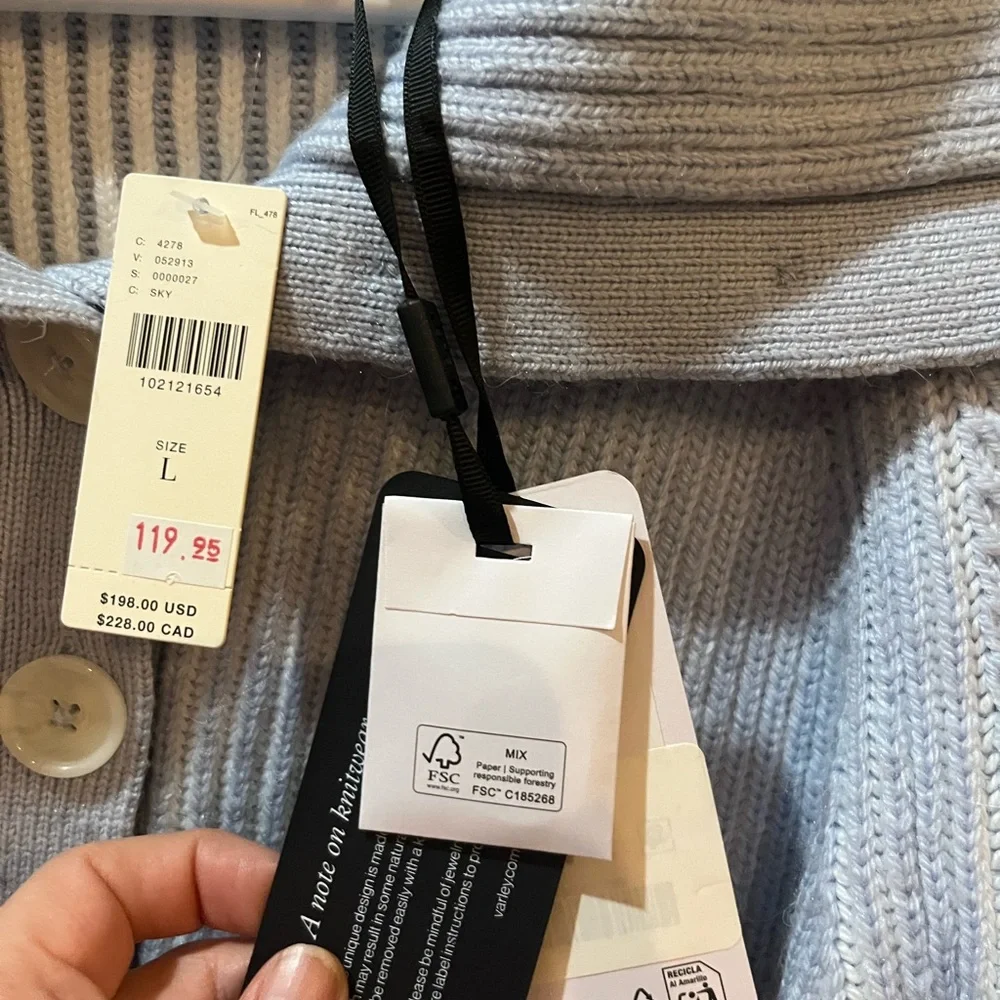 Varley Light Blue Ribbed Button-Up Sweater - Picture 12 of 16